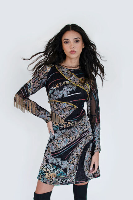 Vestido Corto Bordado – Talla S